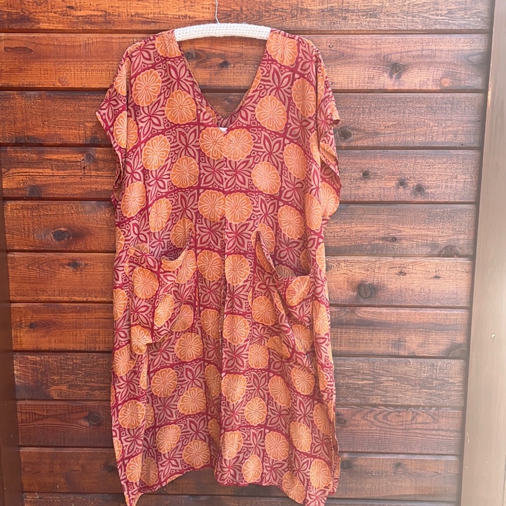 Kantha Bae Boho Open Size Mumu Kaftan Cover Up Loungewear Silk Dress